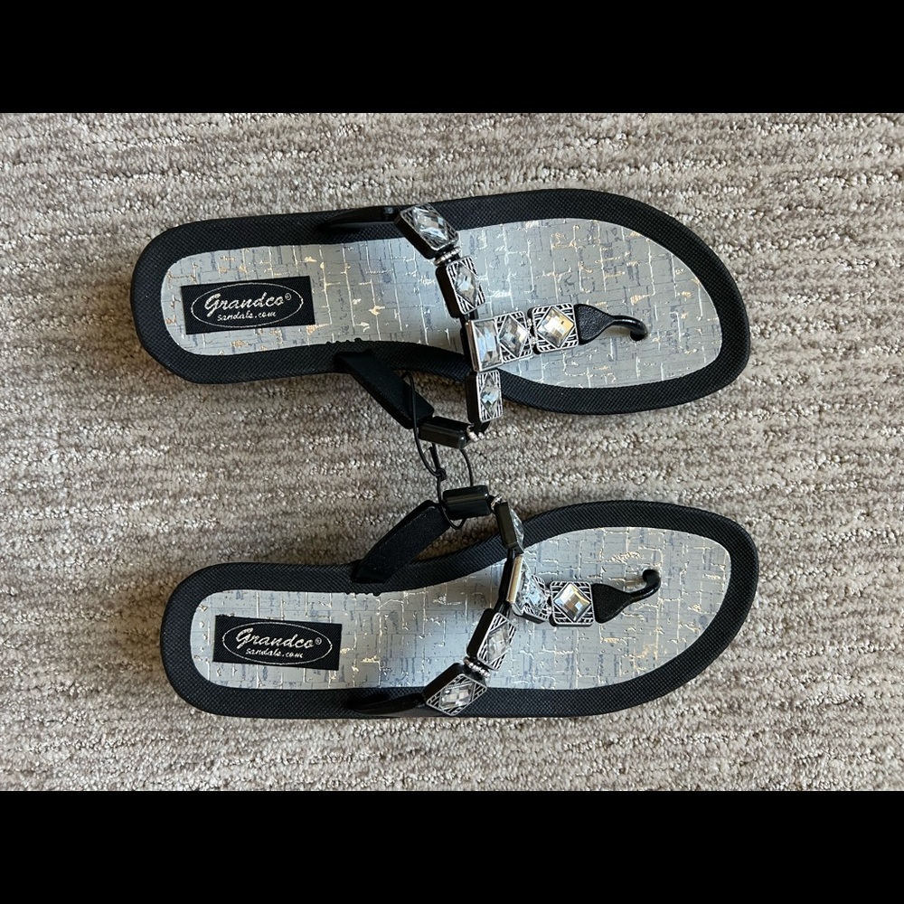 Black wedge sandals